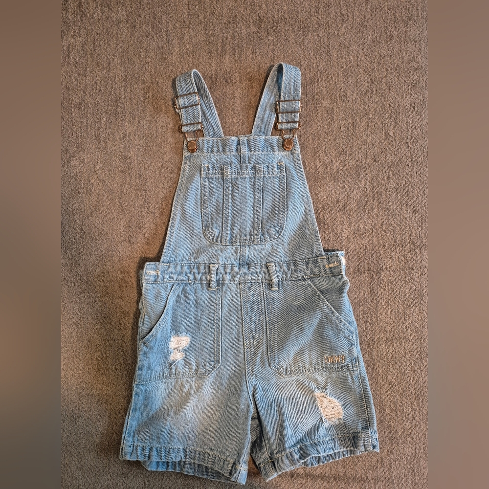 Girls DKNY Light Blue Denim Overalls Size 8-10 Gently Used
